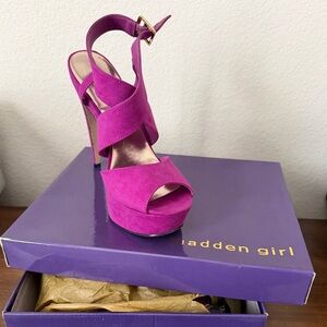 Madden Girl Fuchsia Crisscross Platform Heels